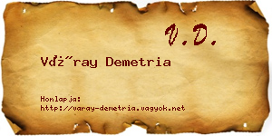 Váray Demetria névjegykártya